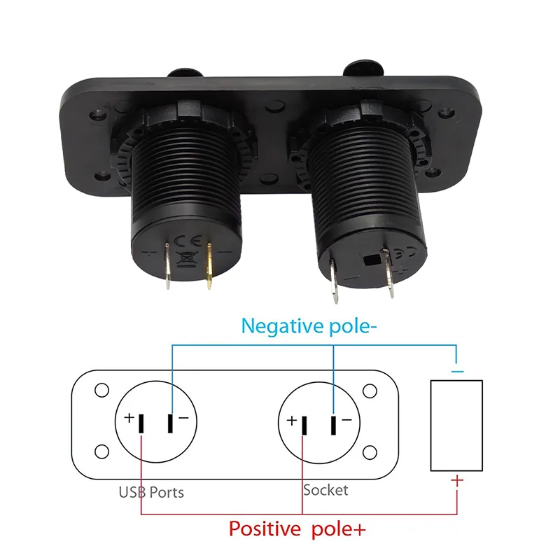 12V Marine USB Outlet Socket Panel 2 in 1 Cigarette Lighter Socket 4.2A Dual USB Ports Waterproof Charger for Car Motorcycle ATV