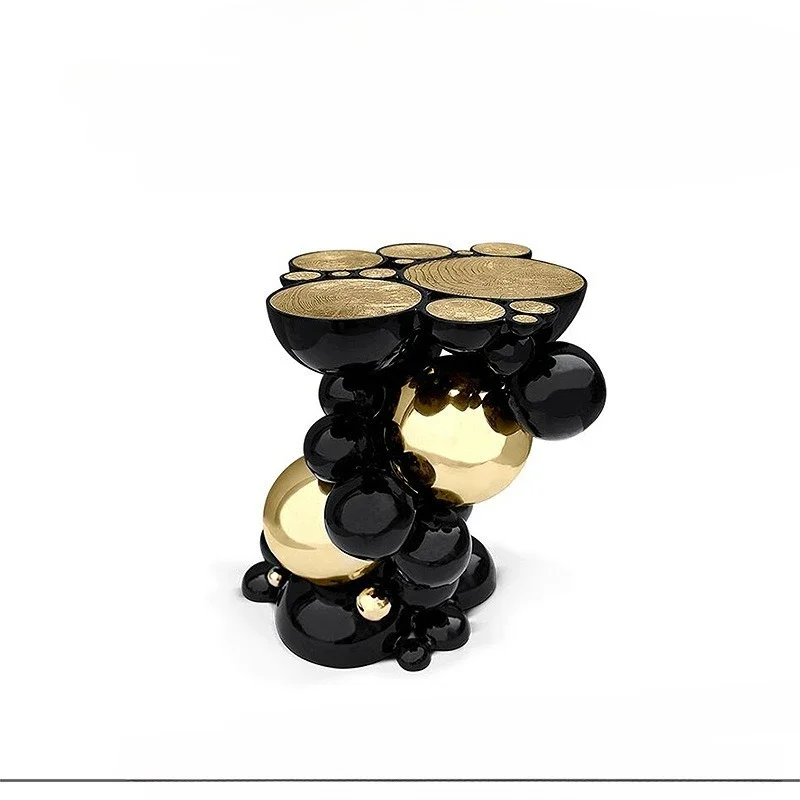 

High-end metal bubble edge, design artistic etching, countertop, living room sofa, luxury side table