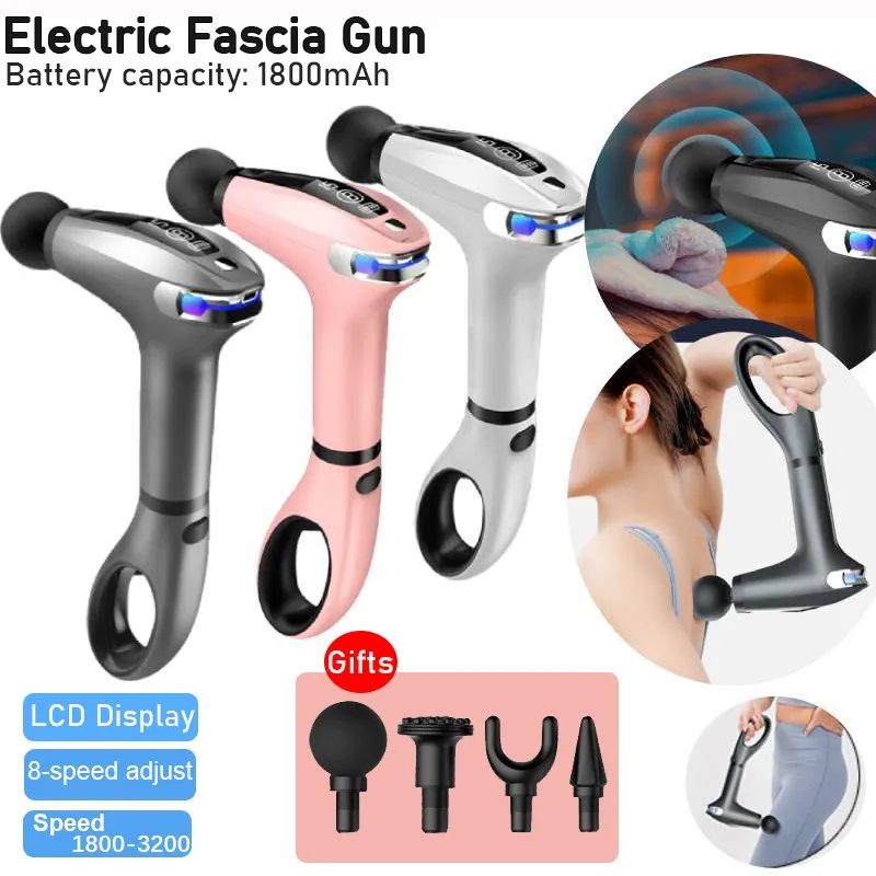 

2025 touch LCD pistol muscle massage gun electric body massage gun, replaceable head extension handle