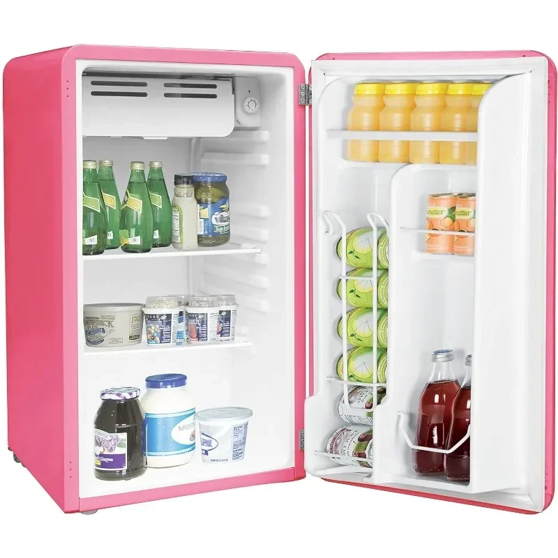 FRIGIDAIRE EFR372-PINK 3.2 Cu Ft Pink Retro Compact Rounded Corner Premium Mini Fridge