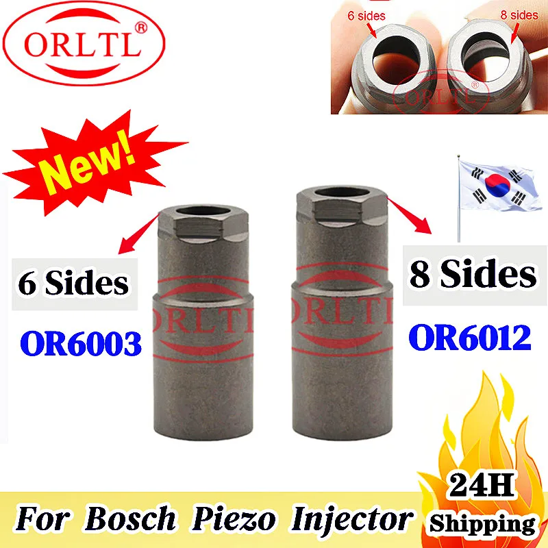 Tapa de inyector de combustible piezoeléctrico de 8 y 6 lados para inyector de riel común, tuerca de copa de inyector de bomba de combustible automotriz OR6012 OR6033 ORLTL