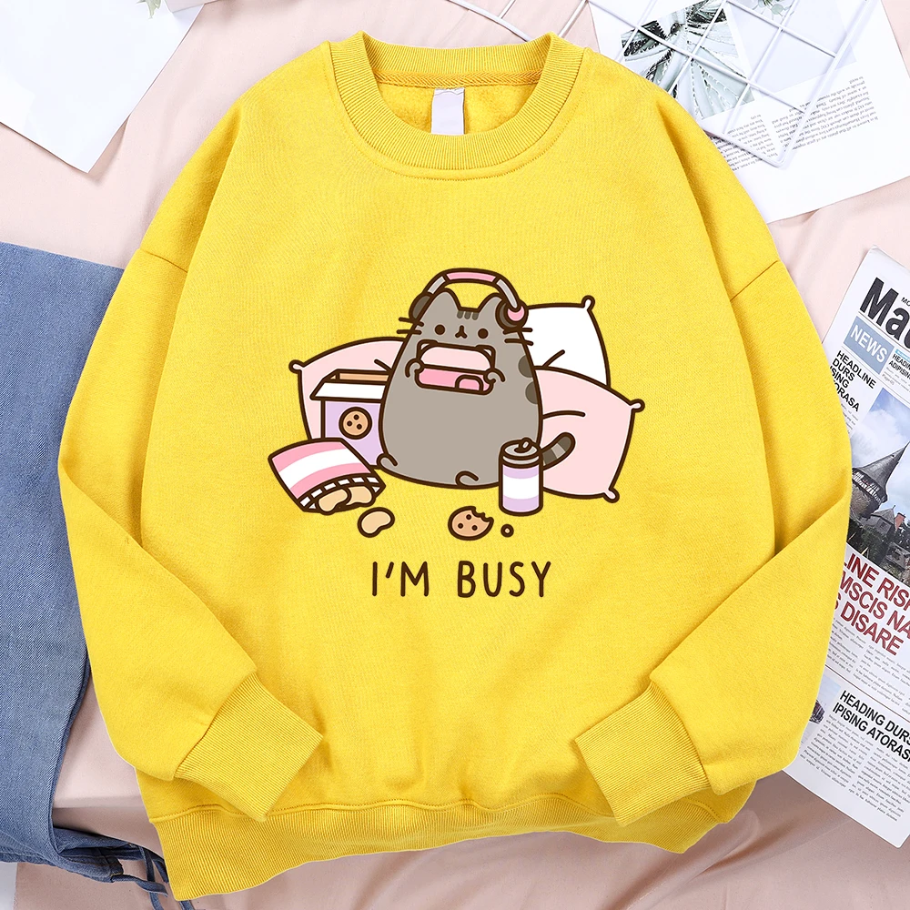 Sorry I\'M Busy Cat Playing Games With Headphones Men Sweatshirt Autumn Fleece Fleece Hoody Hip Hop Soft Clothing Fashion Hoodies