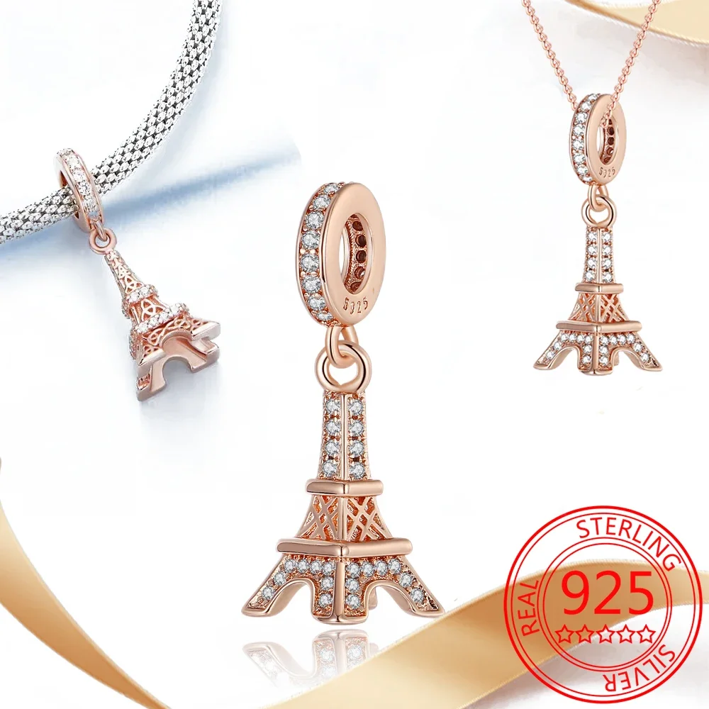 

925 Sterling silver Paris Eiffel Tower Charm Pendant Beads fit pandora charms original design bracelet for women jewelry making