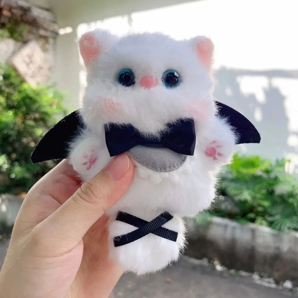 

Anime Cute Cartoon Cat Black and White Fluffy KeyChain Plushie Lifelike Kitten DIY Mini Keychain Backpack Pendant