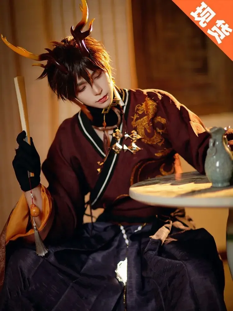 

Аниме-костюм, мужской комплект ханьфу в древнем стиле, Zhongli cos, платье 2025Genshin Impact, карнавальный костюм Zhongli, косплей