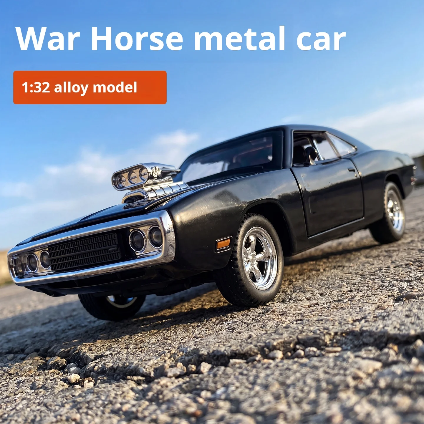 1:32 Fast Furious Charger Alloy Diecast Muscle Car Pull Back Sound Light Shock Absorber Classic Vintage Racing Toy Gift Collect