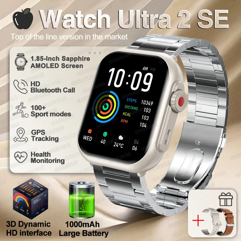 Für IOS Uhr Ultra 2 SE Männer Frauen Smart Armband 1000 mAh Batterie GPS AMOLED Display Bluetooth Anruf Sport wasserdichte Intelligente Uhr