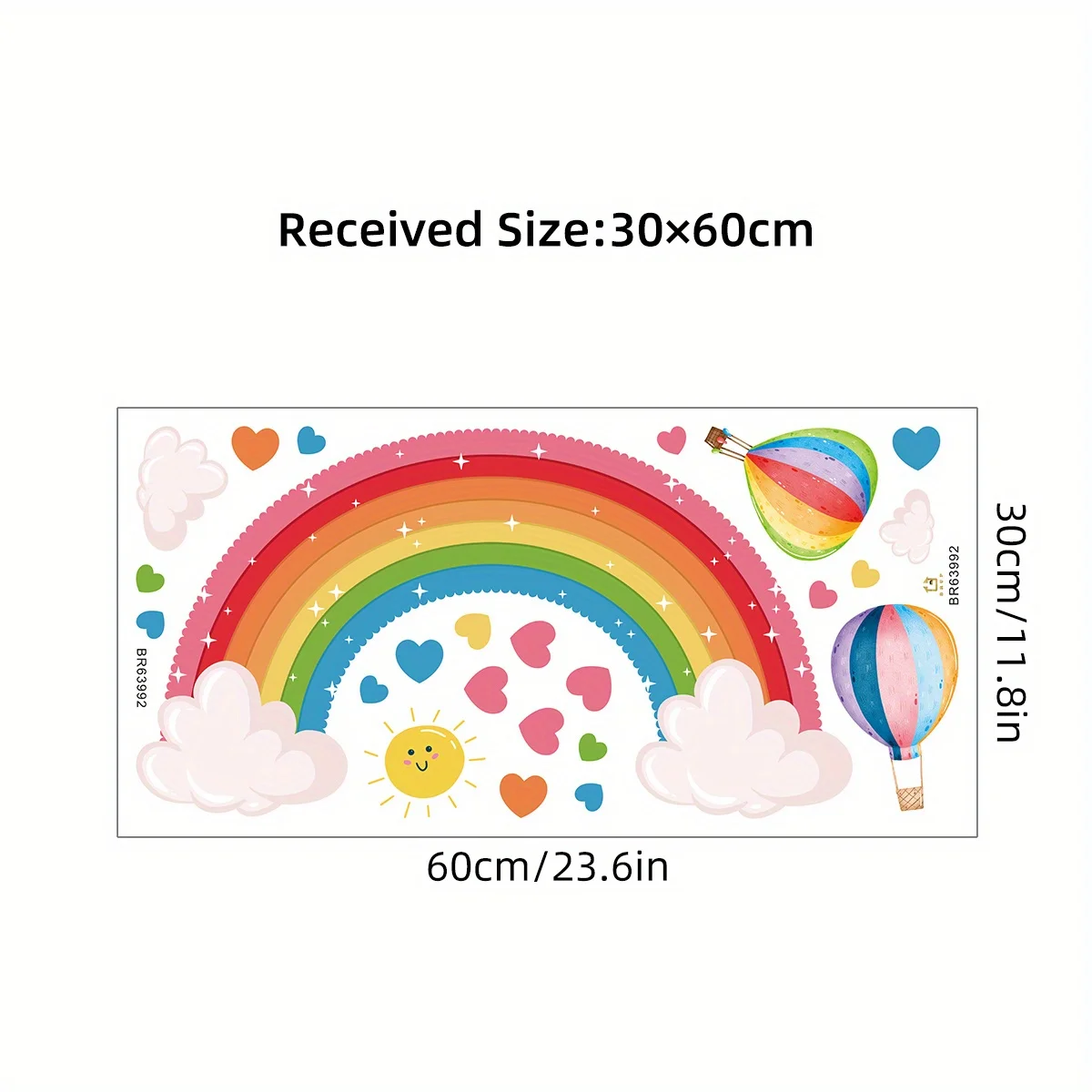 Cartoon Cute Rainbow Colorful Heart Balloon Sun Wall Stickers Removable for Bedroom Living Room Nursery Decoration Wall Decal