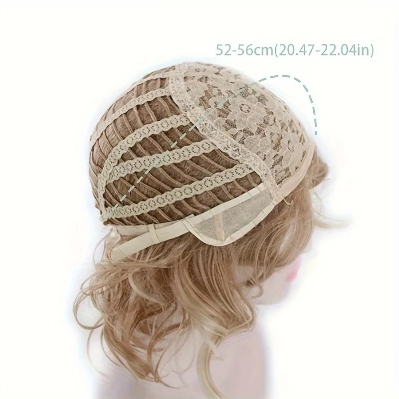 Moda feminina básica curta encaracolada loira peruca 12 polegadas, fibra de alta temperatura