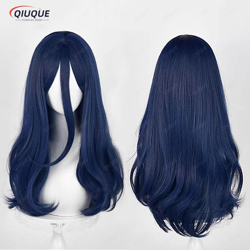 Kyotaro Sugishita Cosplay Wig Anime Long Dark Blue Curly Unisex Wig Heat Resistant Synthetic Hair Anime Wigs + Wig Cap