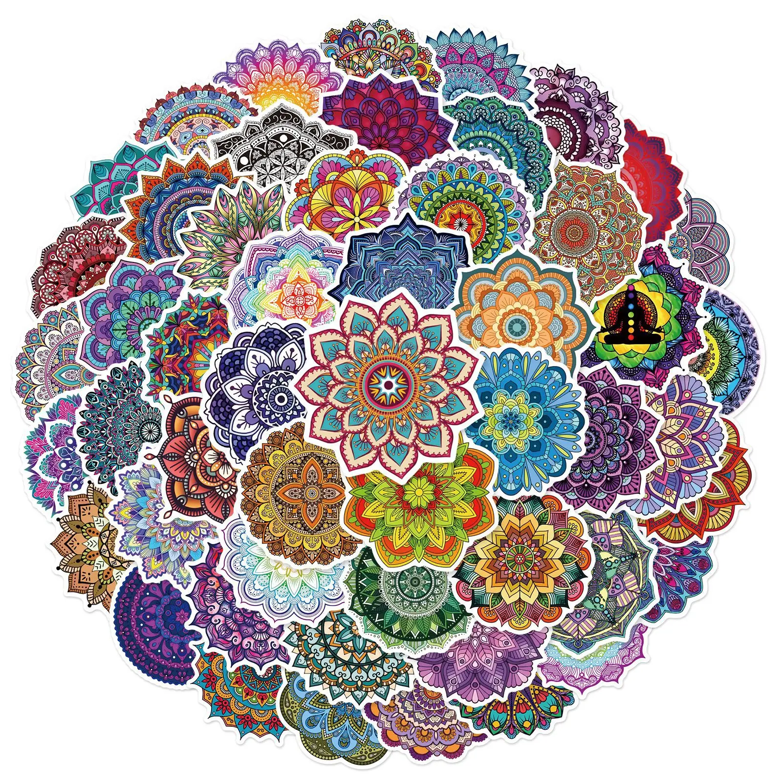 50pcs Colorful Mandala Series Graffiti Stickers Suitable for Helmet Desktop Wall Decoration DIY Sticker Pack Wholesale