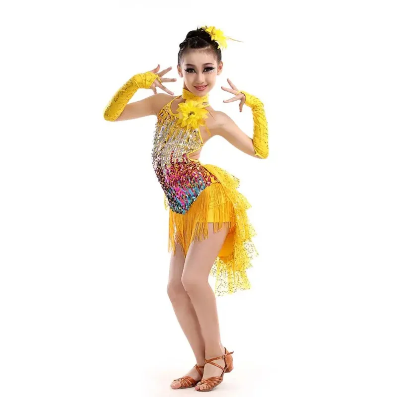 Fringe Sequin Latino Samba Dance Costumes Latin Ballroom Dress For Ballroom Dancing Strip Roupa Halters Dance Dress