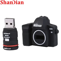 Cartoon Camera USB 2.0 Flash Drive 4G 8G 16G 32GB 64GB 128G Photo Studio Gifts Pen Drives 100% Real Capacity Memory Stick U Disk