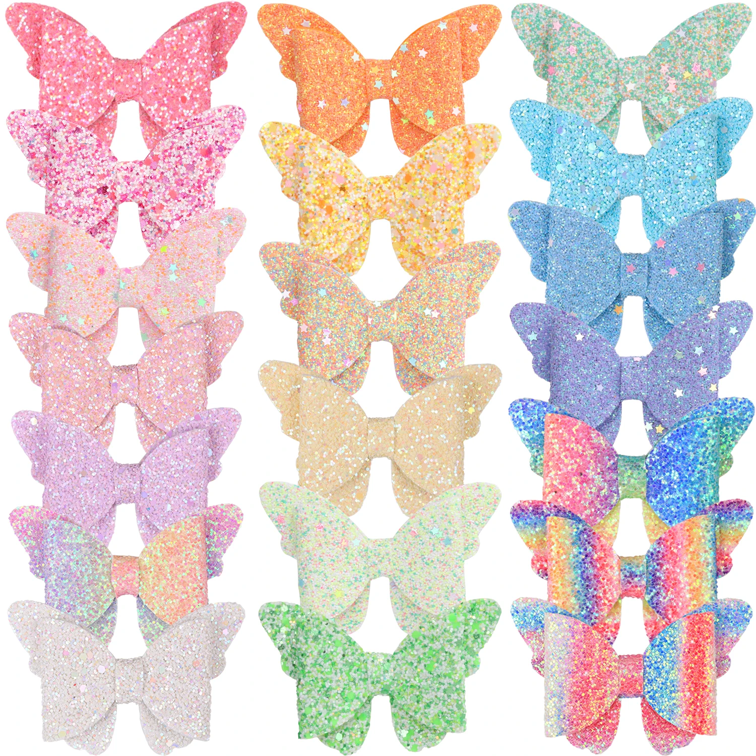 5PCS Cute Butterfly Hair Clips 3inch Sparkly Hair Bows Hairpins Children Kids Hair Accessories