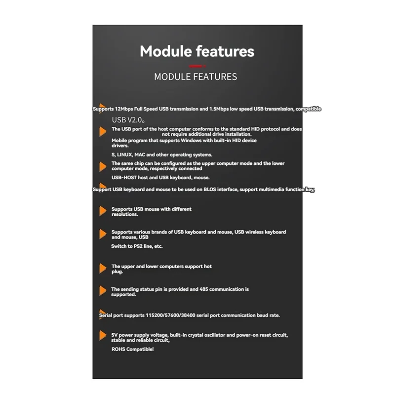 Ch9350 Module HID Keyboard Mouse To Serial Port Virtual Keyboard Scanning To Serial Port USB 12Mbps