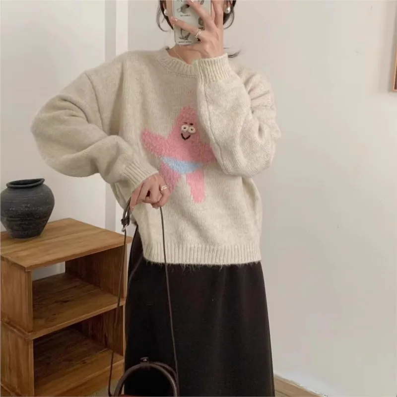 2025 Fresh Sweet  Winter Clothe Woman Pull Femmes All-match Loose Simple Style Sweater Comfortable Cute Casual Commuting Cartoon