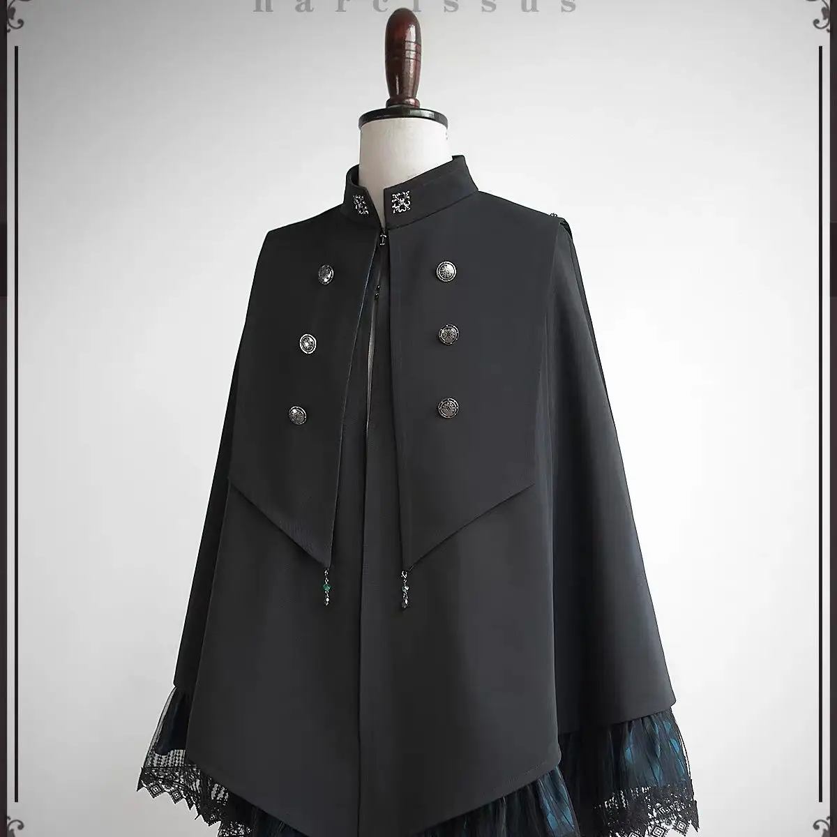 High Quality Lace Hem Dark Victorian Cape Gothic Style Cool Short Windbreaker Jacket Lolita Hooded Jacket - Image 4