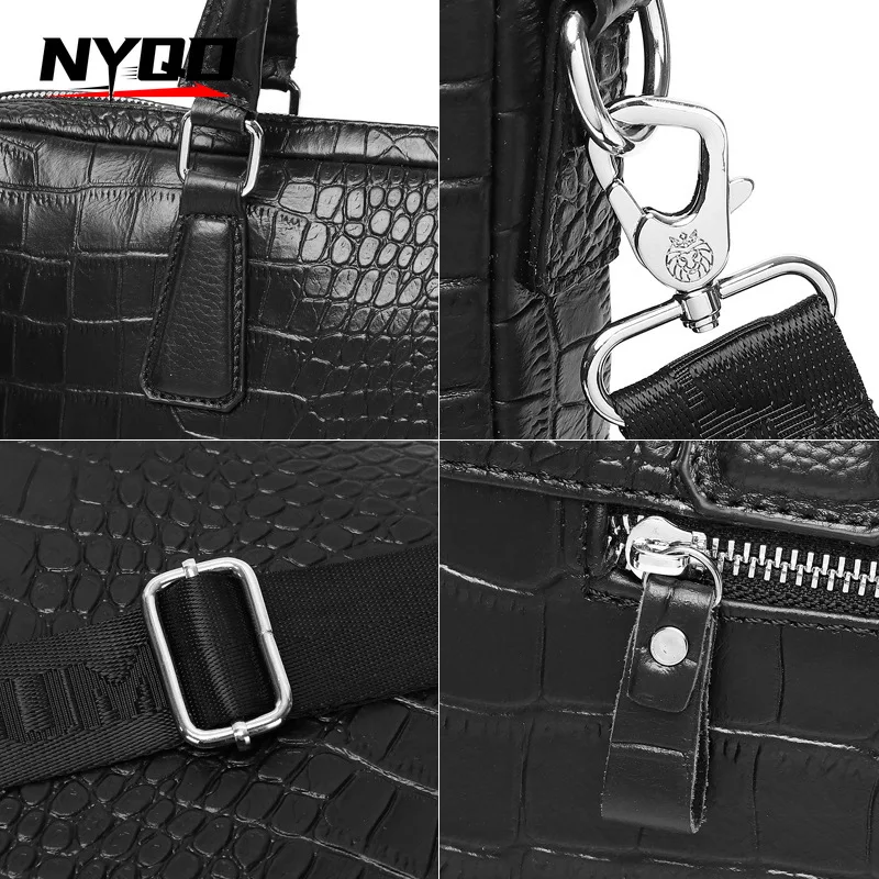 Genuine Leather Crocodile Grain Briefcases Official Bag Mens Luxury Handbags Computer Bag for 16 Inch Laptop Briefcase Bookbag