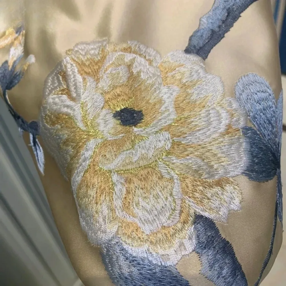 

Новые золотые и синие тюлевые шторы в китайском стиле с вышивкой для гостиной, спальни, утолщенные шторы по индивидуальному заказу