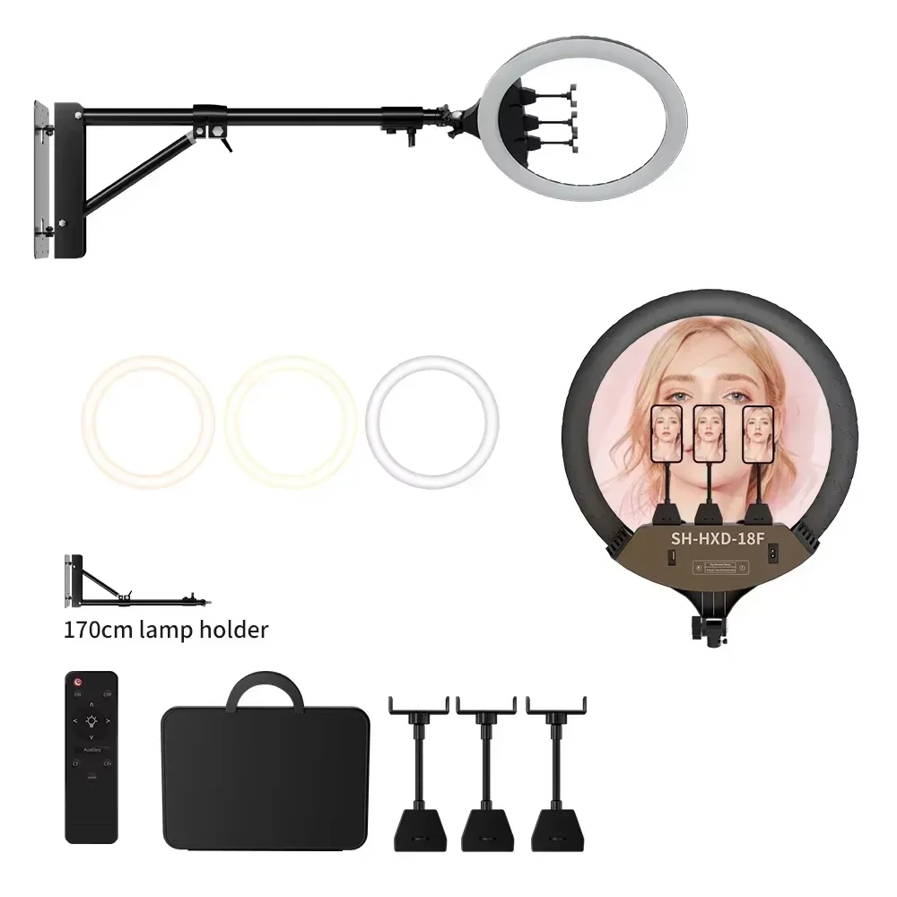 Ring Light 18inch Kit 36W 6500K Professional LED Control Stand Phone Holder Tube  Bag for Tattoo Lash Extension Barber Light