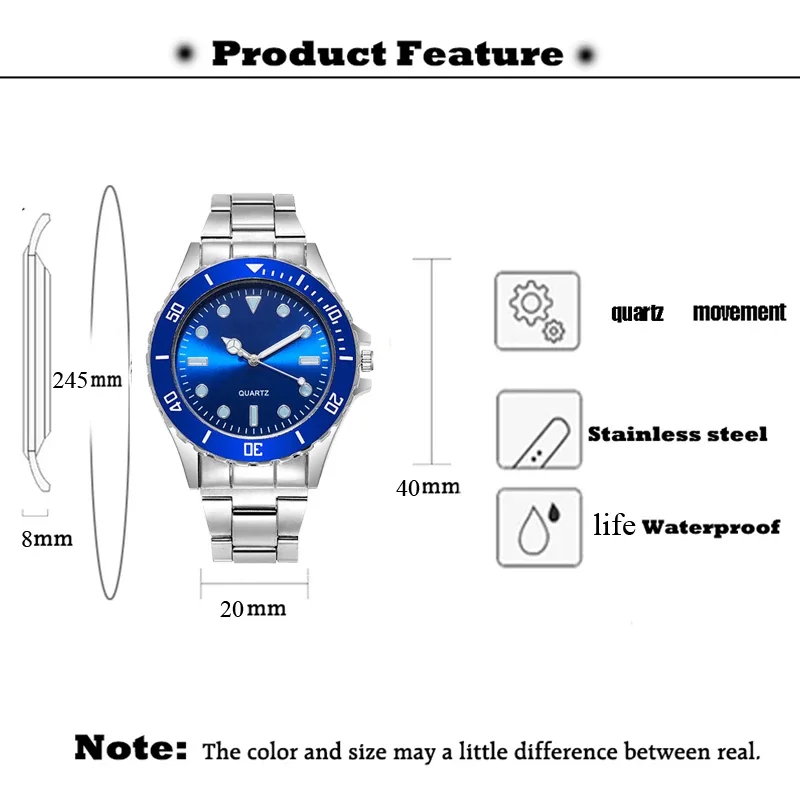 New 43mm Case Men Watch Stainless Steel Reloj Hombre Fashion Analog Quartz Mens Watches Casual Male Clock Drop Shipping