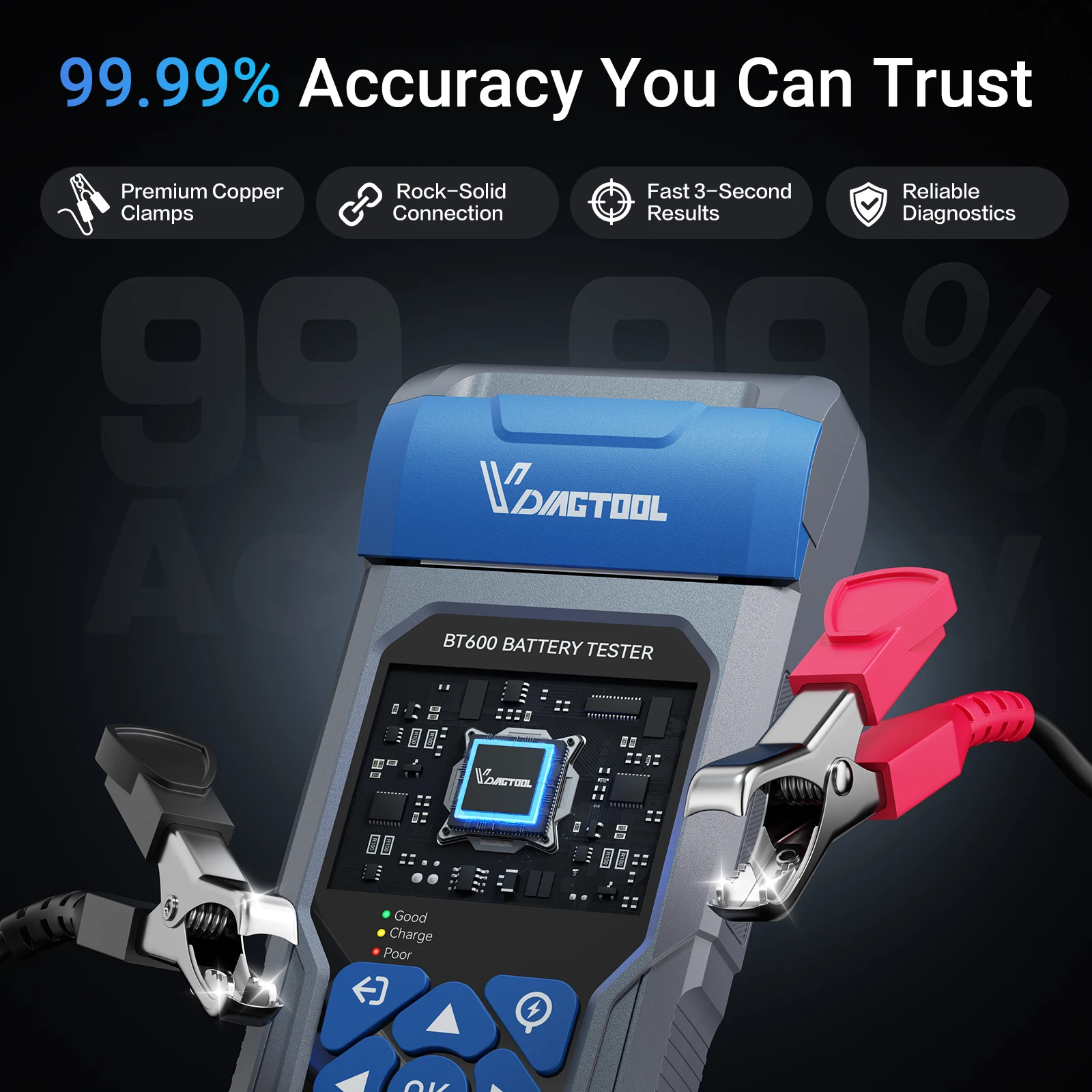 VDIAGTOOL 12V 24V BT600 Car Battery Tester With Printer Cranking/Charging Test Battery Load 100 2000CCA Automotive Tools for Car