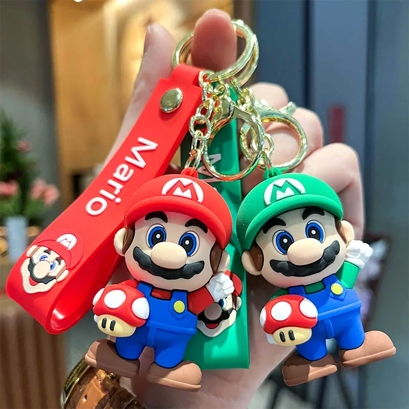 New Creative Cartoon Dropper Super Mario Keychain Cute Action Doll Mario Backpack Chain Toy Gift