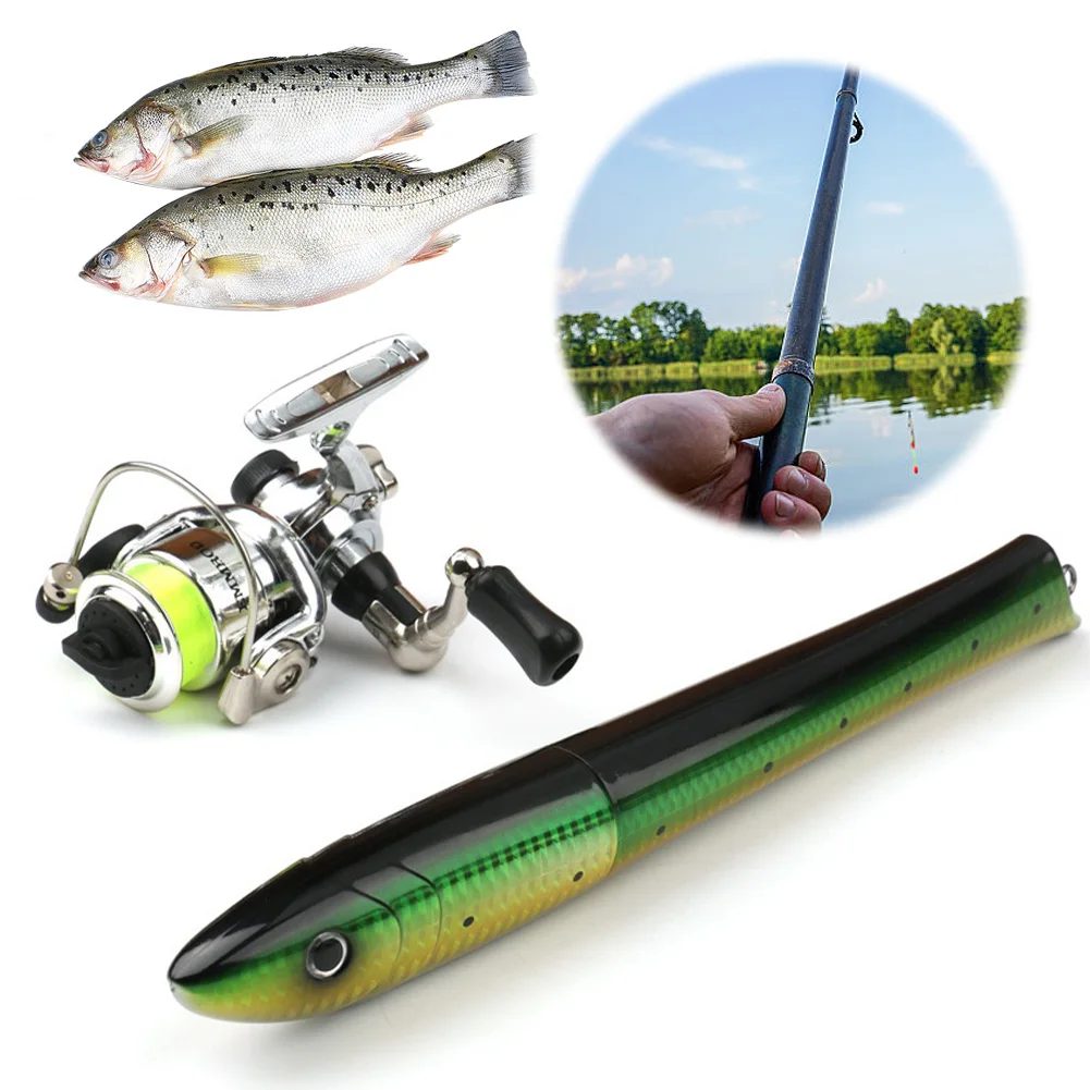 

Portable Fish Shaped Fishing Rod Reel Combo Telescopic Mini Pocket Pen Travel Fishing Rod Fishing Accessories Gifts for Men