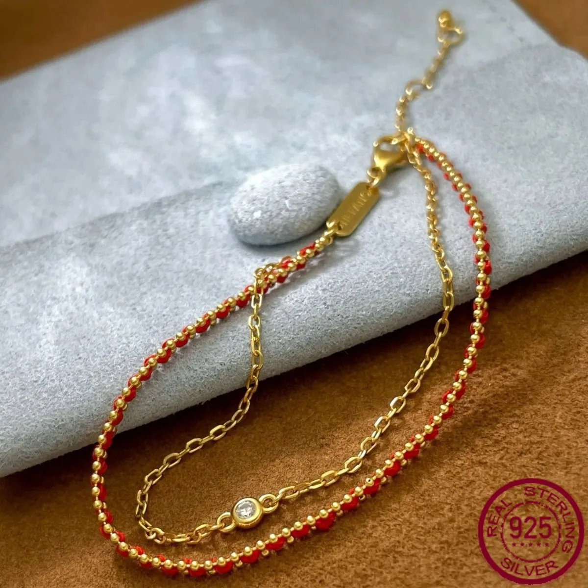 

New S925 pure silver woven red rope double-layer bracelet, light luxury, elegant and high-end feel, hand rope wedding jewelry