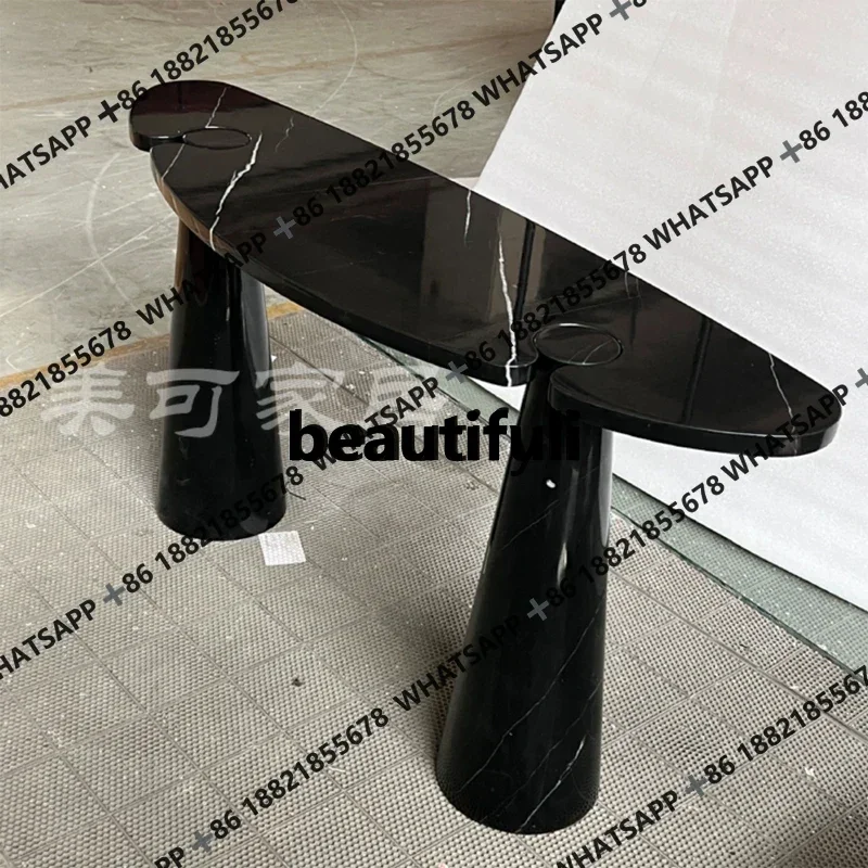 xqqAmerican marble entrance table, semi-round designer, very narrow, against the wall to enter the home, high-end entrance table