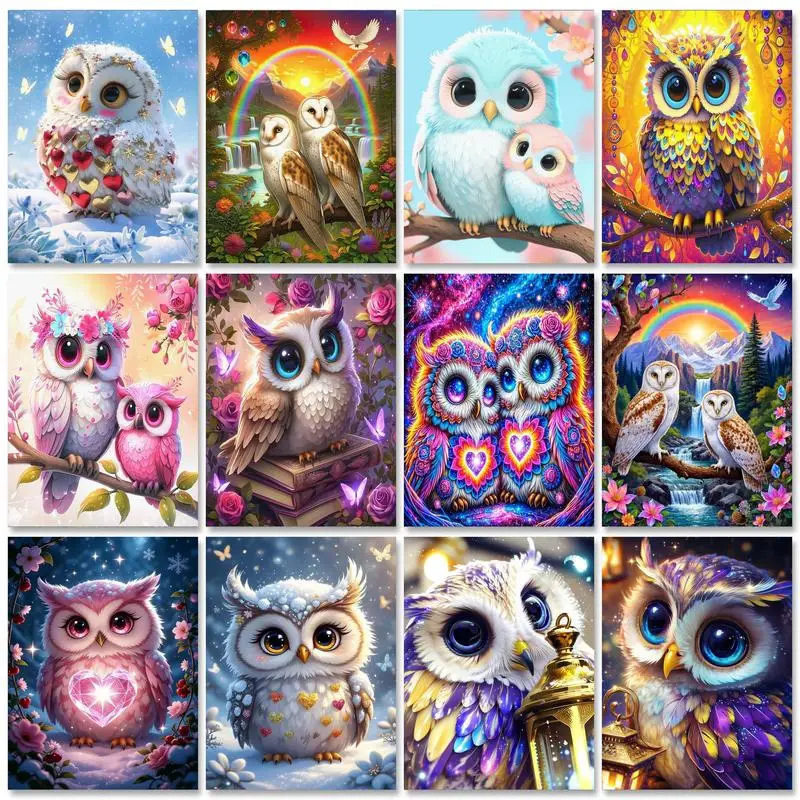 

GATYZTORY Owl Painting By Numbers Art Supplies Acrylic on Canvas Paints Abstract Abstract For Adults Paint With Numbers