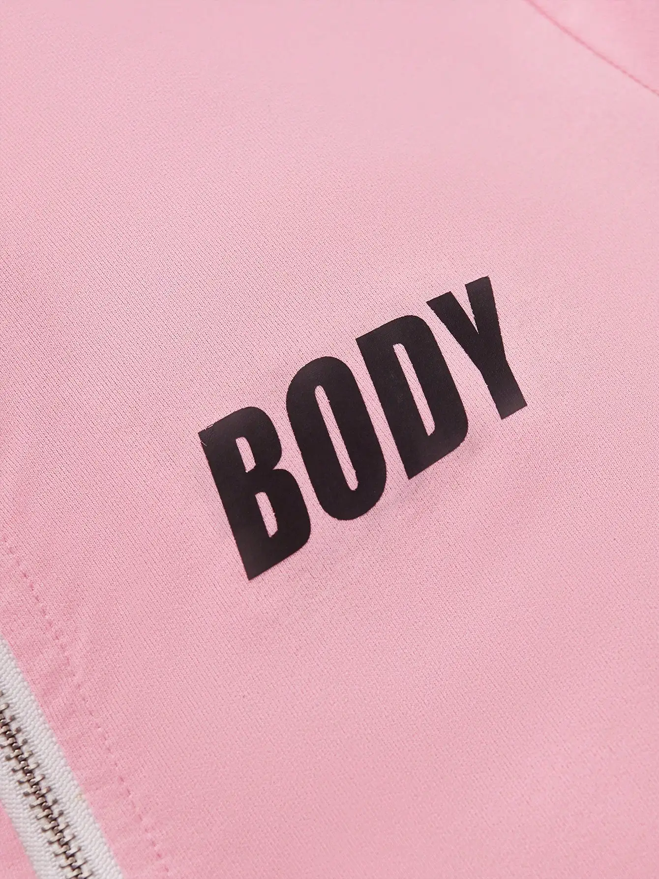 Women's Pink Zipper Sportswear Set of 2 Pieces Jogger Letter Printed Jogging Sportswear Hoodie and Sweatpants Set