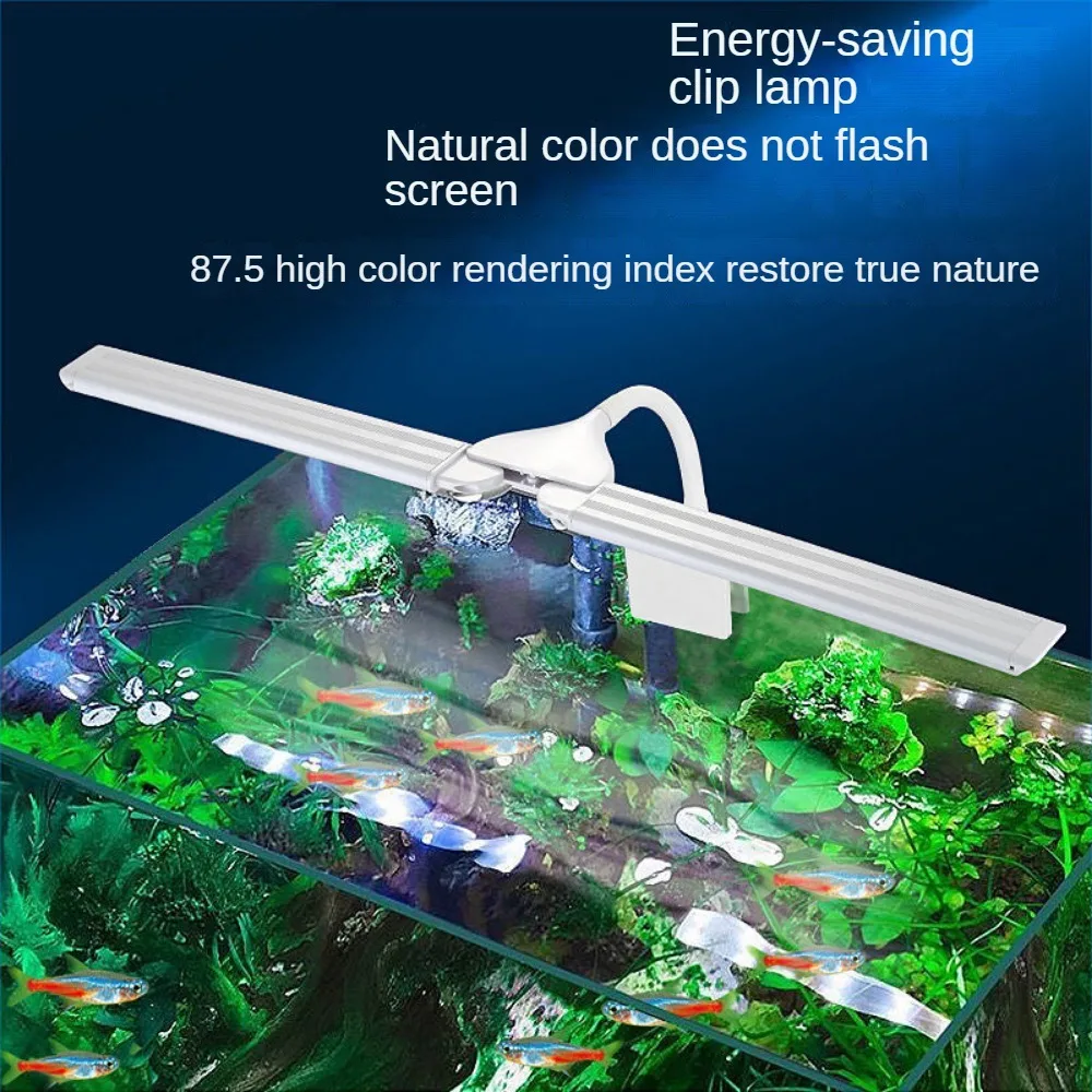 

LED Fish Tank Light, 3 modes Folding Clip On Aquarium Light, 4 Timing Setting, Multicolor Small LED Aquatic Plant Lamp, 30-70cm