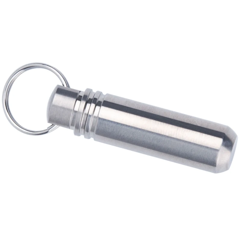 

Light Weight Titaniums Alloy Pills Organizers Pocket Pills Box Waterproof Container Keychains for Medication Storage