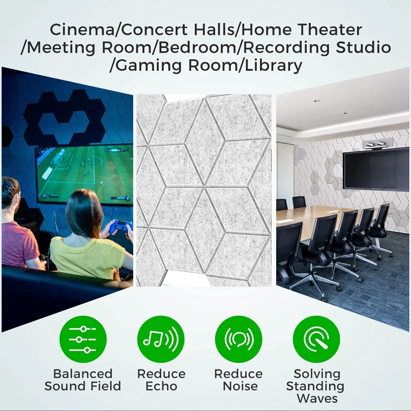 12 Piece Self-Adhesive Y-Lined Acoustic Panels Sound Absorbing Panels For Home & Offices