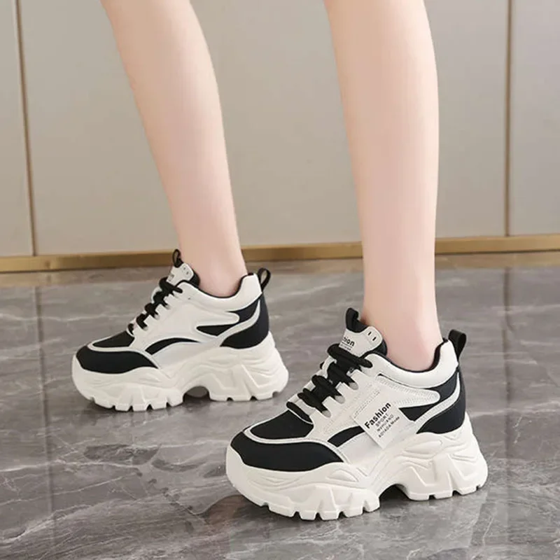 New Fashion Platform Sneakers Internal Height Increasing 8cm White Sneakers Women Casual Shoes Zapatos De Mujer Tendencia 2025 view 6
