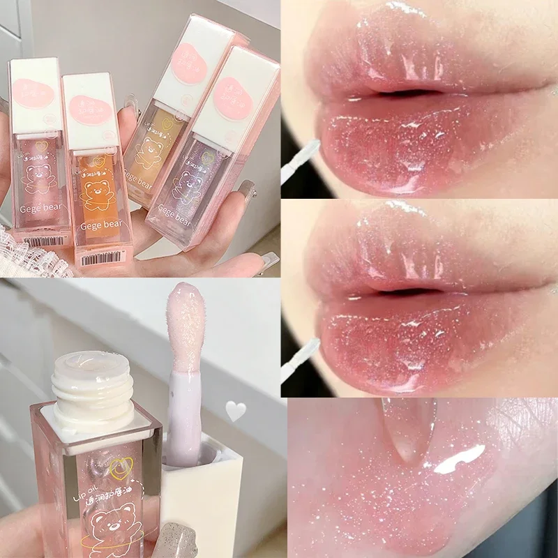 Aceite de labios brillante rosa, resistente al agua, hidratante de larga duración, brillo de labios carnoso, desvanece las líneas de los labios, cuidado de los labios, maquillaje cosmético