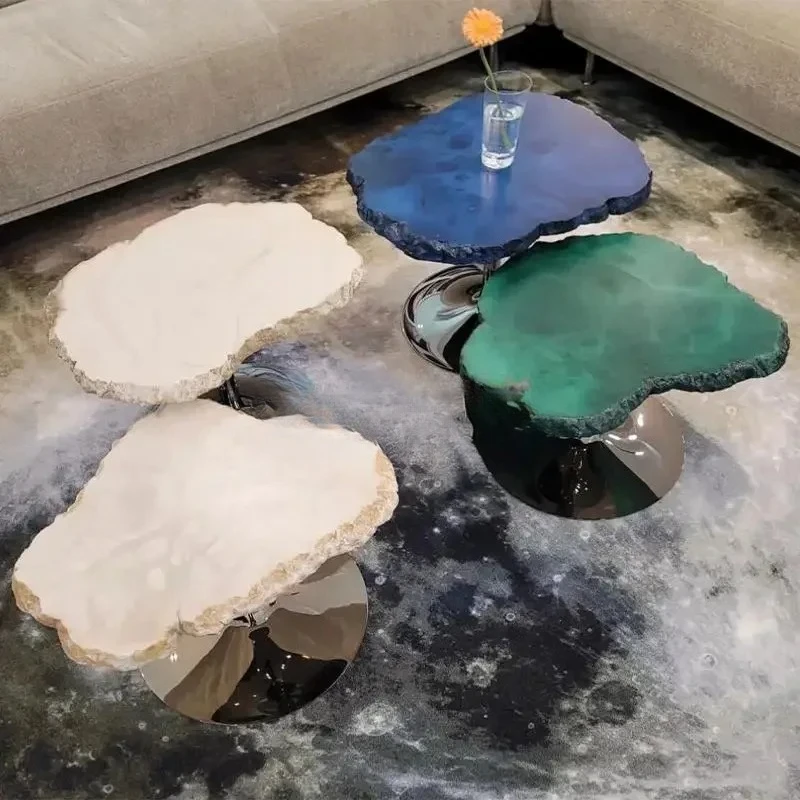 

Легкий роскошный мраморный креативный журнальный столик неправильной формы со снежинками и камнем