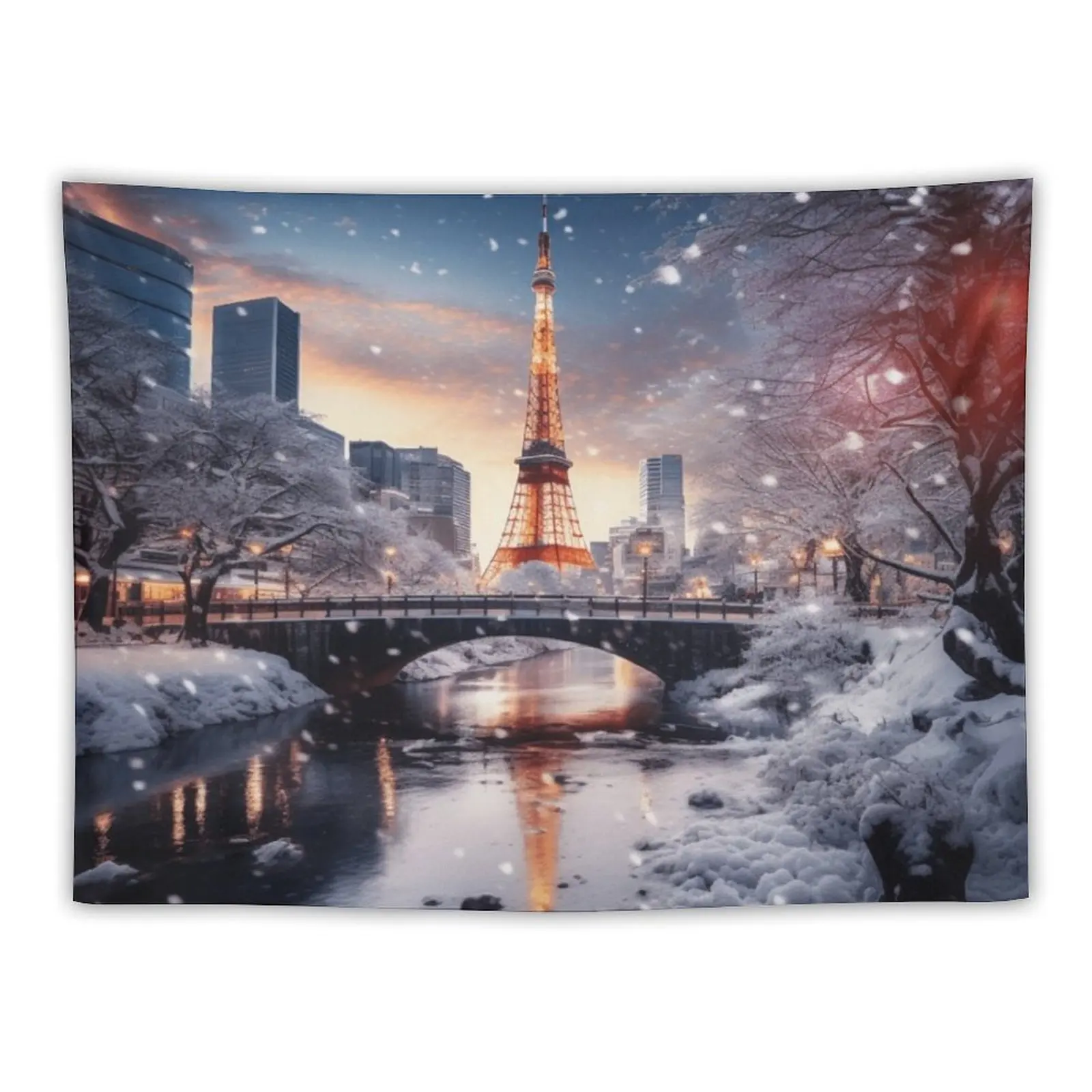 

Snow City - Tokyo Tapestry Home Supplies Hanging Wall Tapestry