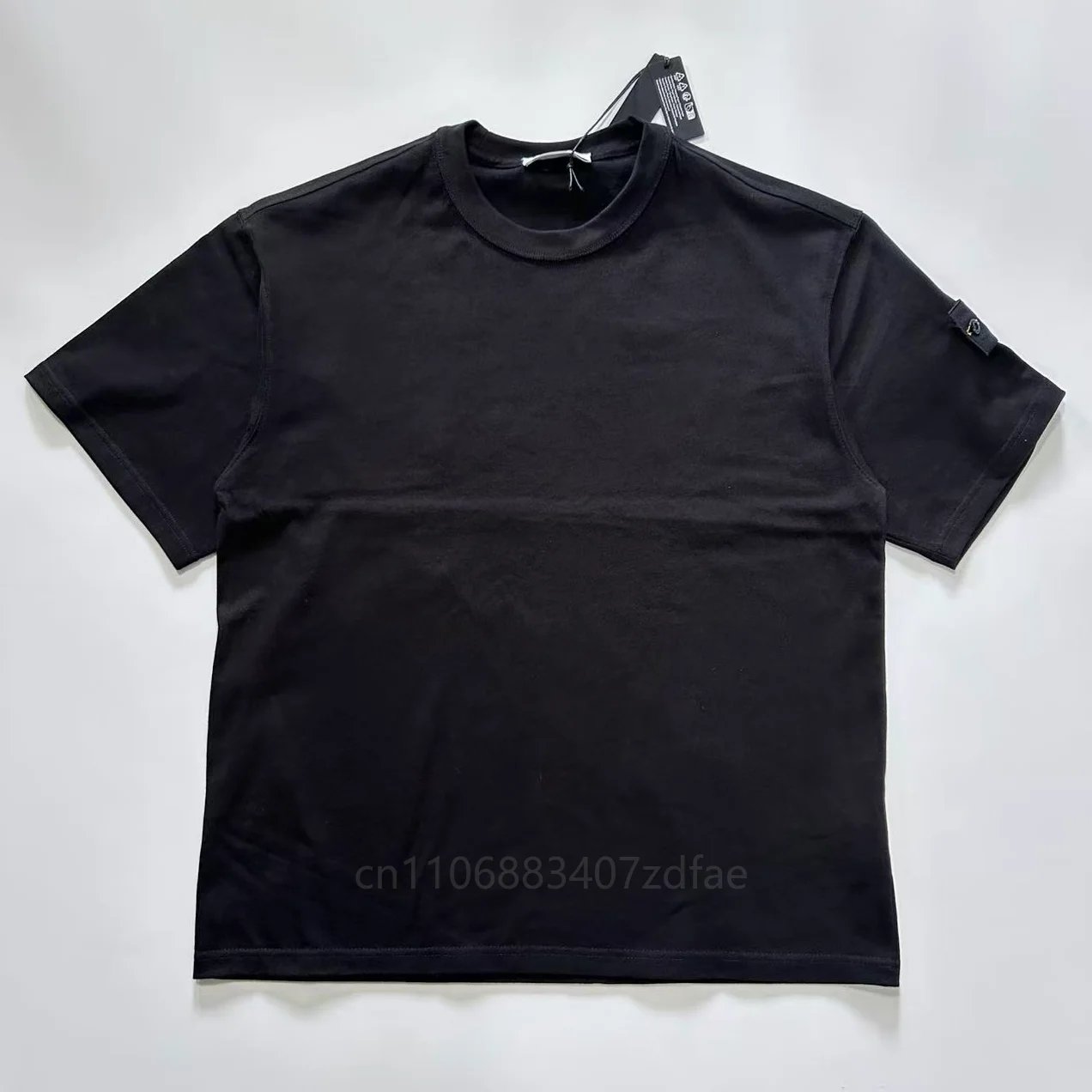 

26 Compass Button Patch T Shirts Men Short Sleeved Heavyweight Summer Round Neck Loose Breathable Shirt for Men Women Basic Tee