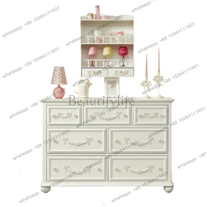 

French carved solid wood chest, dining edge, European storage, dopamine porch cabinet