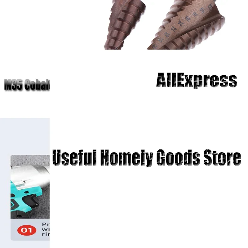 1pcs 4-12/4-20/4-32mm Spiral Groove Step Drill Bit M35 Cobalt Step Drill Bit Metal Taper Drill HSS Titanium-Coated Drill Bit