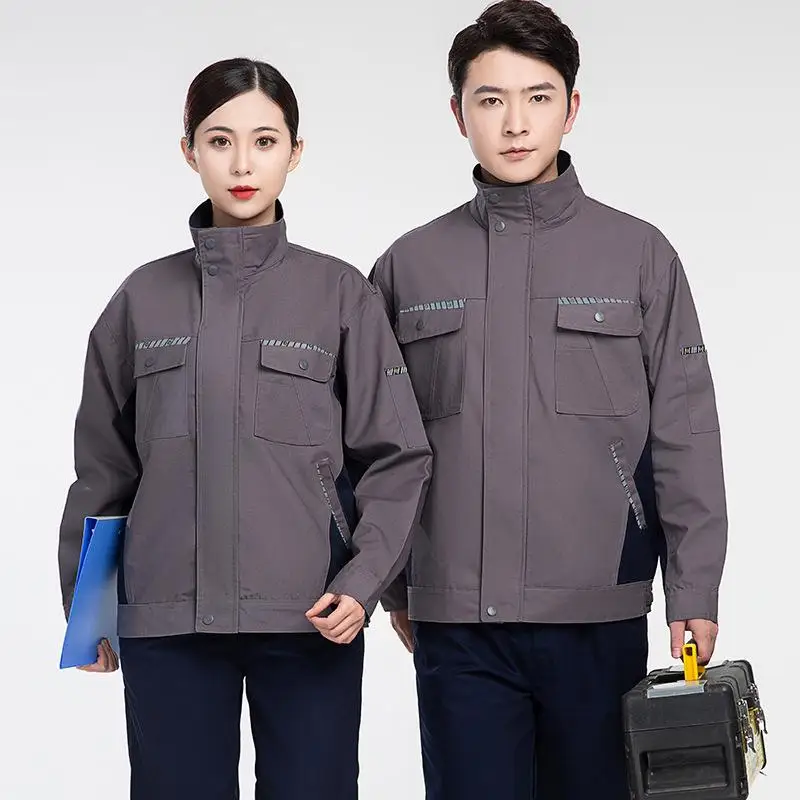Spring Autumn Long Sleeved Working Clothes Suit Printed Logo Uniform Painter Factory Workshop Mechanic Electric Welder Repair