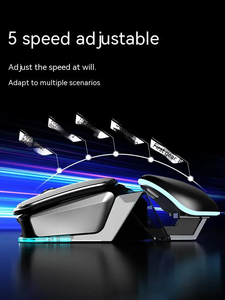 EWEADN Q3 2.4GHz Custom Wireless Mouse Rechargeable Silent Click RGB Metal Sci Fi Gaming Mouse for Office Laptop Gift