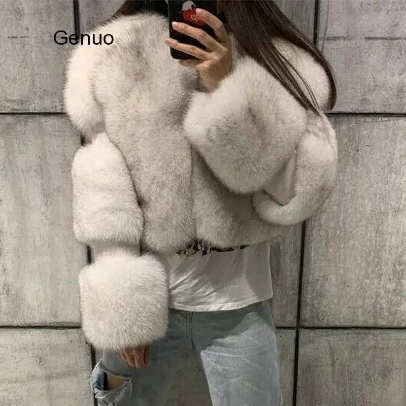 Invierno cálido 3XL talla grande 7 colores chaqueta de piel sintética abrigos de piel sintética para mujer de moda