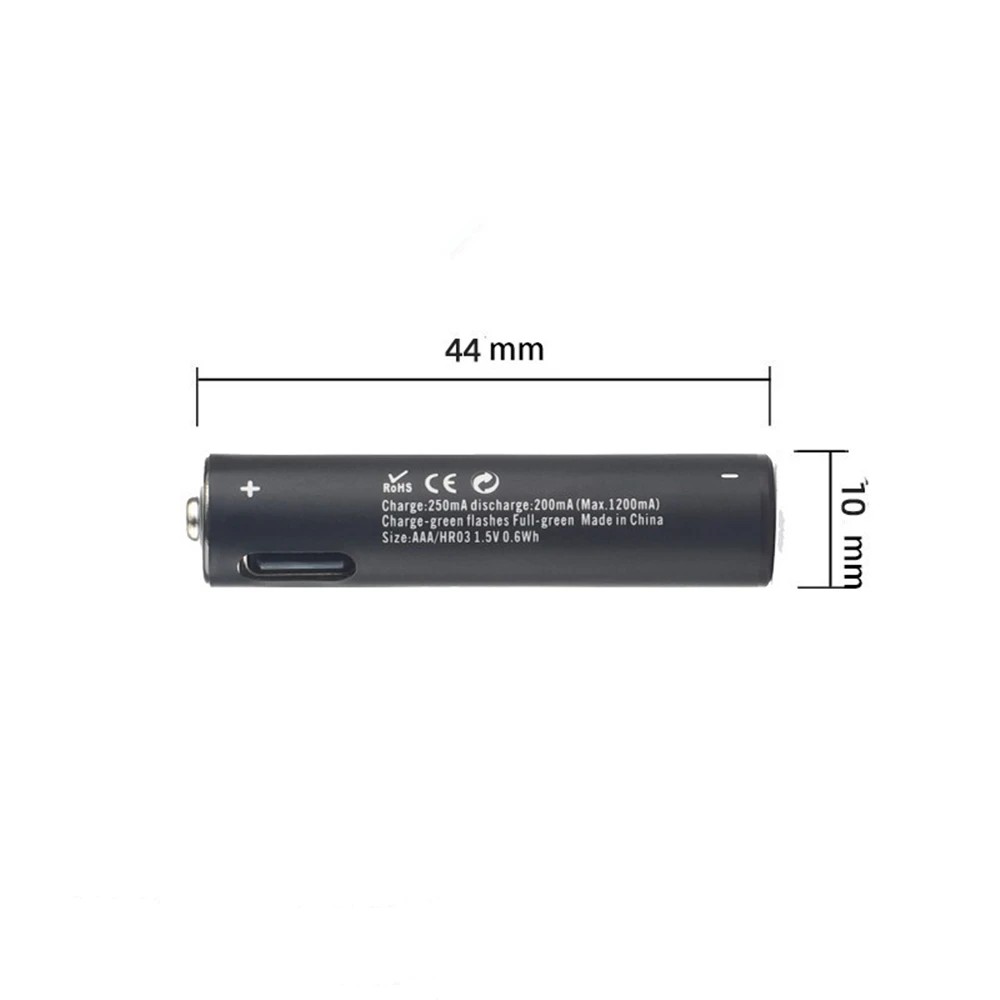 2PCS 1.5V AAA rechargeable battery 600mWh USB rechargeable lithium battery with TYPE-C cable for fast charging