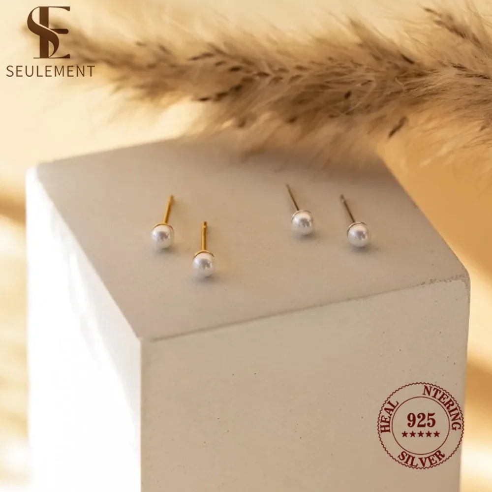 

Seulement 925 Sterling Silver Freshwater Pearls Stud Earrings for Women Simple Mini Pearl Earring Jewelry Daily Accessories