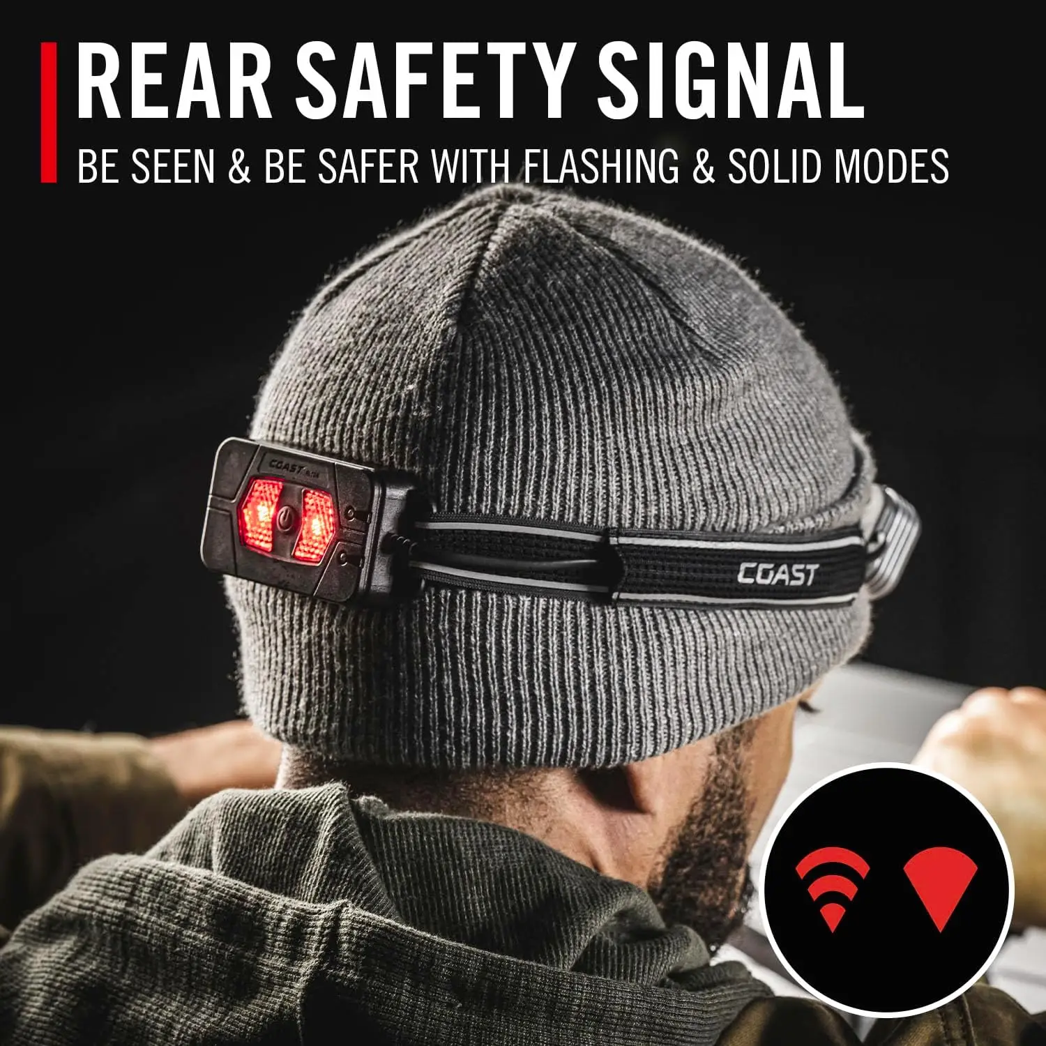 RL10R 750 Lumen Rechargeable LED Headlamp with Variable Light Control and Rear Safety Signal