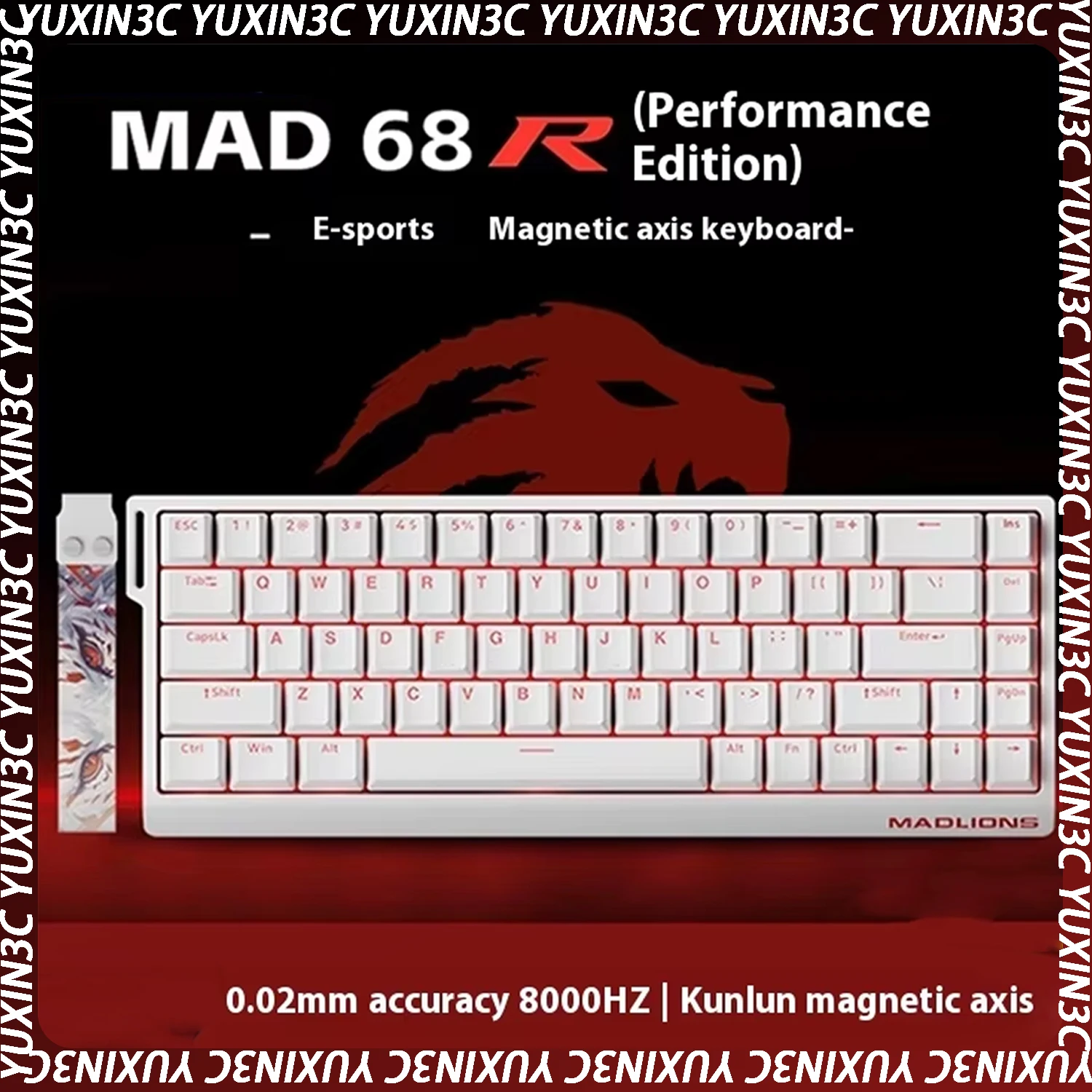 Mad 60he / 68he Gaming Magnetic Switch Keyboard Wired Key Return Rt Adjustable Keystroke Hot Swap Boy Office Game Keyboard Gifts