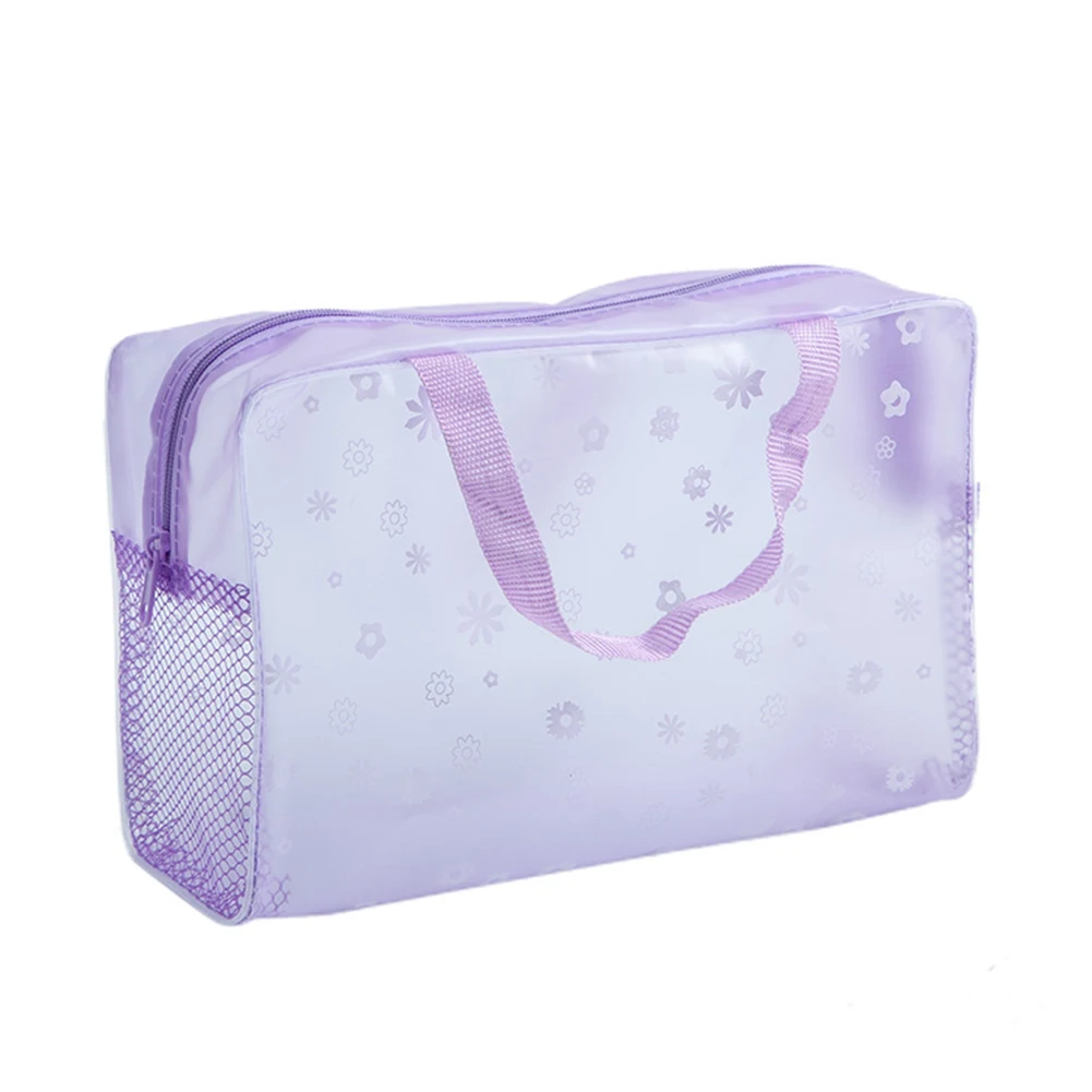 กระเป๋าชายหาด tas kosmetik กันน้ำพีวีซีลายดอกไม้สำหรับของเล่นสำหรับเดินทางที่เก็บของแบบพกพาตาข่ายสุ่มสีคุณภาพสูง